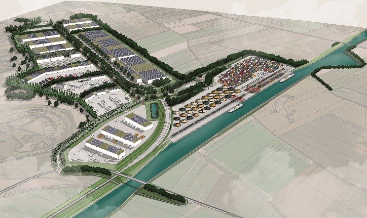 Vue d'aménagement d'une plateforme portuaire
